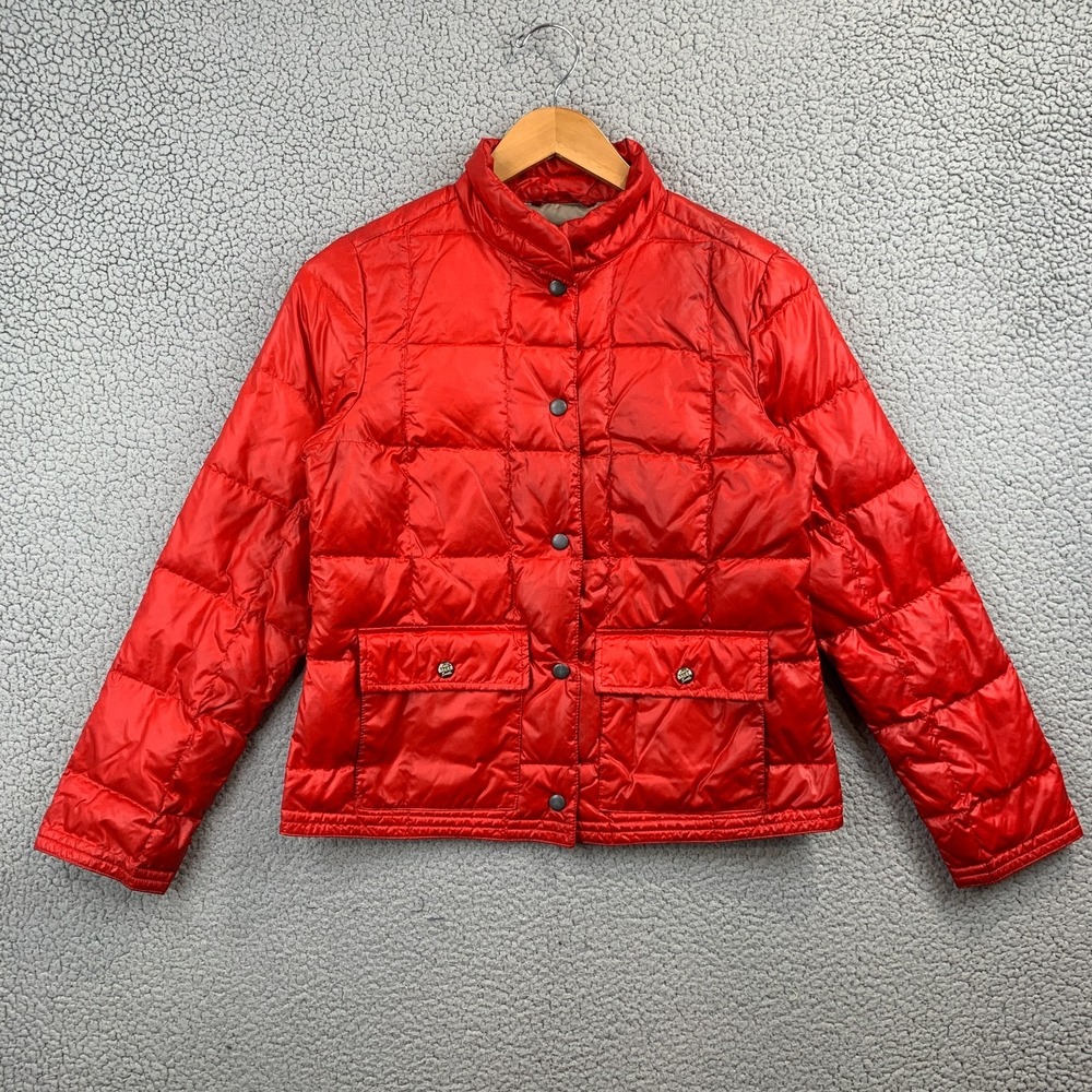 Eddie Bauer Goose Down Quilted Puffer Jacket EB550 Red Womens Petite Small
